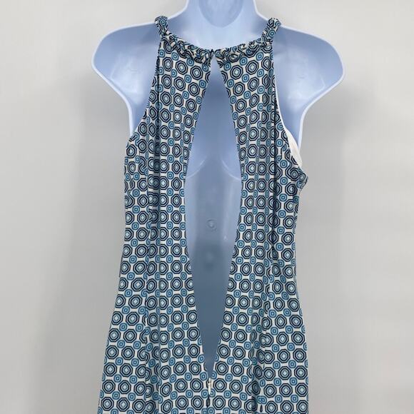 Maggy London Geo Printed Keyhole Neck Knee Length Dress  Blue Size 10 - Picture 5 of 10